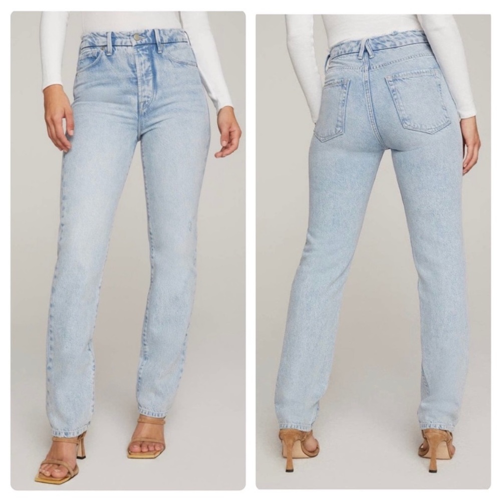 Good American • good boy ankle slit straight jeans sz 4 / 27